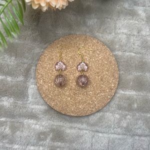 Purple Beaded Dangle Earrings